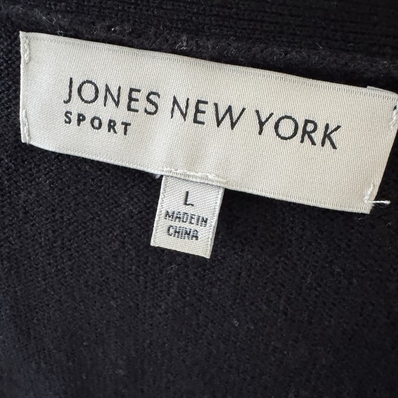 Jones New York Sport Open Cropped Black Cardigan Short Sleeve Womens L Viscose - Picture 4 of 8